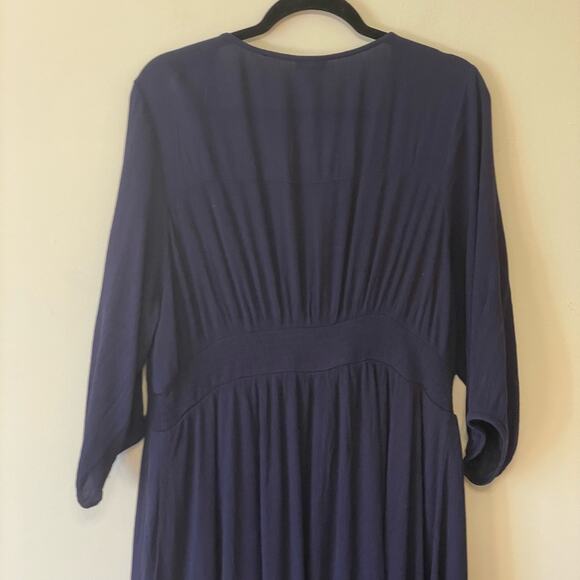 TORRID 3 Plus Size 3/4 sleeve peasant dress maxi button holes cottagecore indigo - Picture 6 of 9